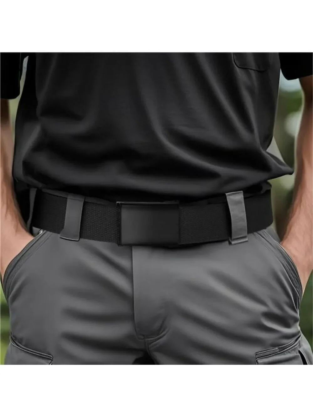 Mile High Life Canvas Web Belt Black Cut to Fit Military Buckle Up to 52 Inch